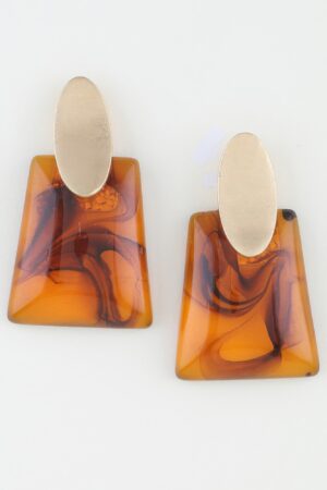 Abstract Marble-Inspired Trapezoid Statement Earrings