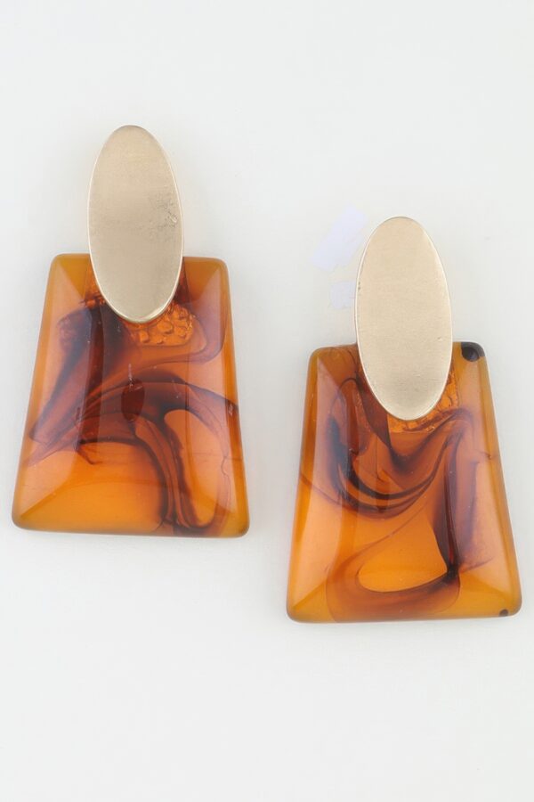Abstract Marble-Inspired Trapezoid Statement Earrings