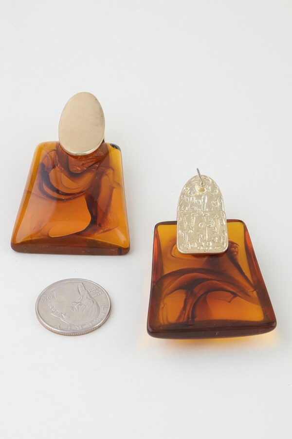 Abstract Marble-Inspired Trapezoid Statement Earrings
