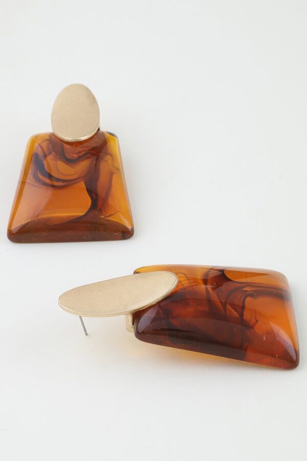 Abstract Marble-Inspired Trapezoid Statement Earrings