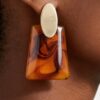 Abstract Marble-Inspired Trapezoid Statement Earrings
