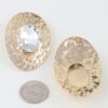 Hammered Disc Rhinestone Earrings with Faceted Stone