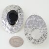 Hammered Disc Rhinestone Earrings with Faceted Stone