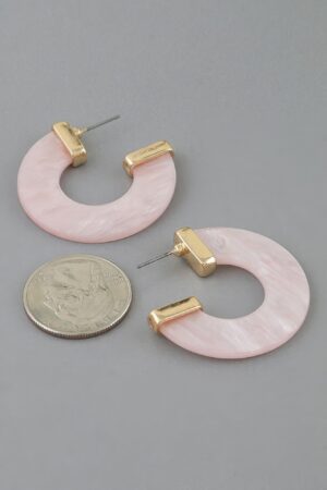 Marble Open Hoop Earrings – Wide C-Shaped Hoops