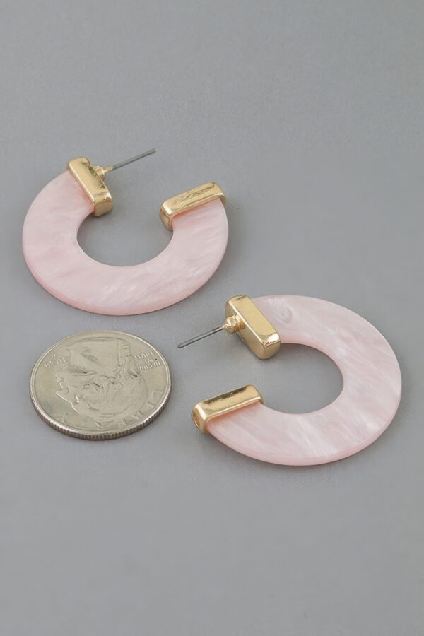 Marble Open Hoop Earrings – Wide C-Shaped Hoops