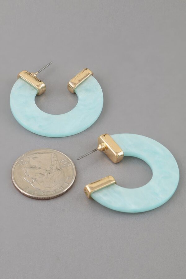 Marble Open Hoop Earrings - Wide C-Shaped Hoops