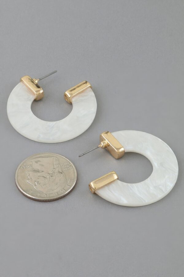 Marble Open Hoop Earrings - Wide C-Shaped Hoops