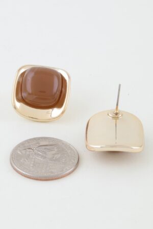 Polished Stone Rounded Square Earrings – Marble Center