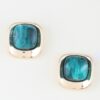 Polished Stone Rounded Square Earrings - Marble Center