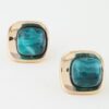 Polished Stone Rounded Square Earrings - Marble Center