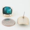 Polished Stone Rounded Square Earrings - Marble Center