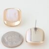 Polished Stone Rounded Square Earrings - Marble Center