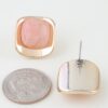 Polished Stone Rounded Square Earrings - Marble Center
