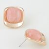 Polished Stone Rounded Square Earrings - Marble Center