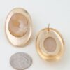 Oval Matte Stone Frame Earrings – Marble Accent