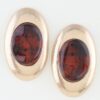 Oval Matte Stone Frame Earrings - Marble Accent