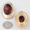 Oval Matte Stone Frame Earrings - Marble Accent