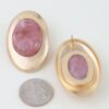 Oval Matte Stone Frame Earrings - Marble Accent