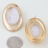 Oval Matte Stone Frame Earrings - Marble Accent