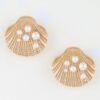 Clamshell Earrings with Faux Pearls – Ridged Shell Detail