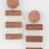 Two-Tone Retro Grain Bar Earrings – Wood & Translucent