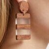 Two-Tone Retro Grain Bar Earrings - Wood & Translucent