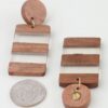 Two-Tone Retro Grain Bar Earrings - Wood & Translucent