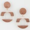 Two-Tone Retro Grain Drop Earrings – Wood & Striped Accents