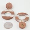 Two-Tone Retro Grain Drop Earrings - Wood & Striped Accents