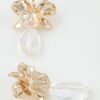 Hammered Orchid Drop Earrings with Clear Teardrop