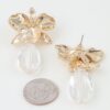 Hammered Orchid Drop Earrings with Clear Teardrop