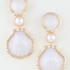 Hammered Shell Stone Drop Earrings