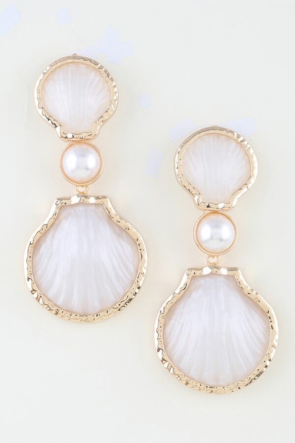Hammered Shell Stone Drop Earrings