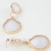 Hammered Shell Stone Drop Earrings