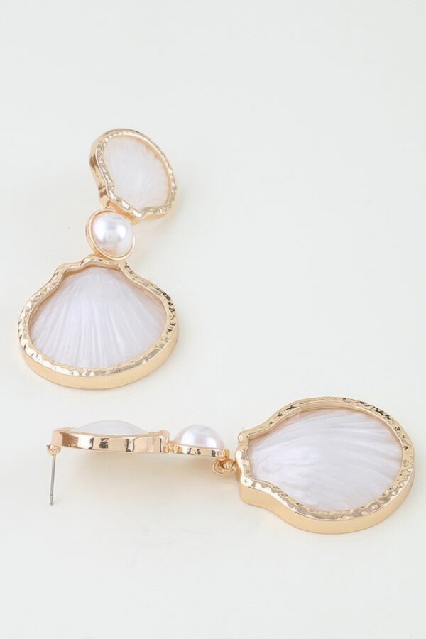 Hammered Shell Stone Drop Earrings