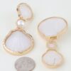 Hammered Shell Stone Drop Earrings