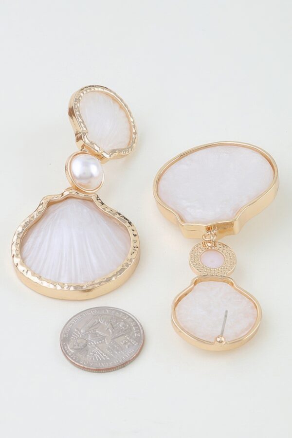 Hammered Shell Stone Drop Earrings