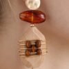 Architectural Pillar Drop Earrings with Marble Accent
