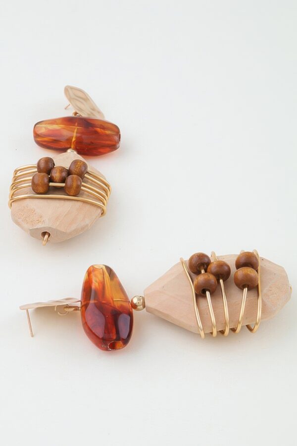 Architectural Pillar Drop Earrings with Marble Accent