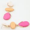 Triple Drop Retro Stone Earrings with Textured Metal