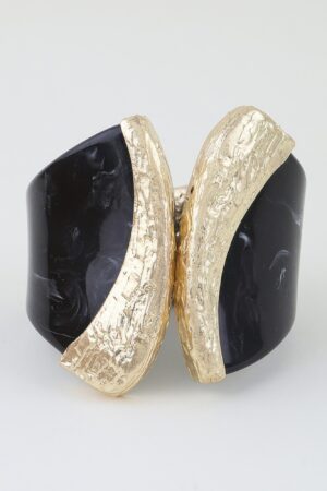 Abstract Stone Pillar Cuff Bracelet – Sculptural Marble Accent