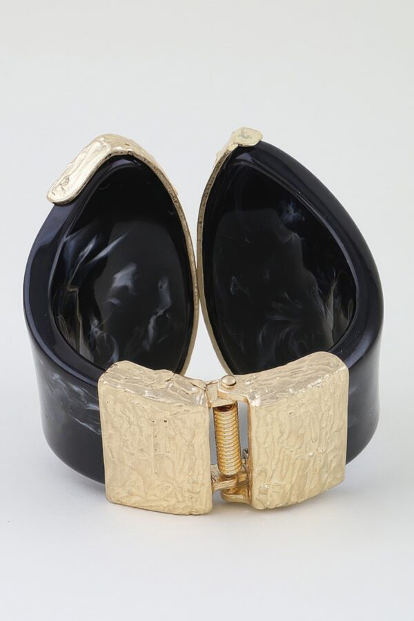 Abstract Stone Pillar Cuff Bracelet - Sculptural Marble Accent