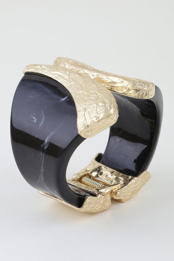 Abstract Stone Pillar Cuff Bracelet - Sculptural Marble Accent
