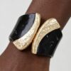 Abstract Stone Pillar Cuff Bracelet - Sculptural Marble Accent