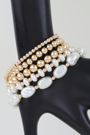 Layered Beaded Bracelet with Polished Stone Accents