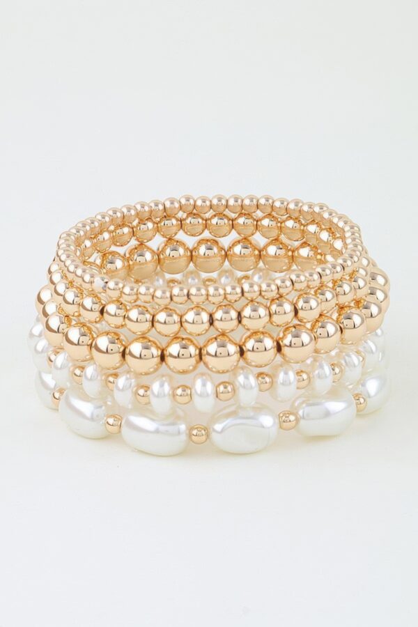 Layered Beaded Bracelet with Polished Stone Accents