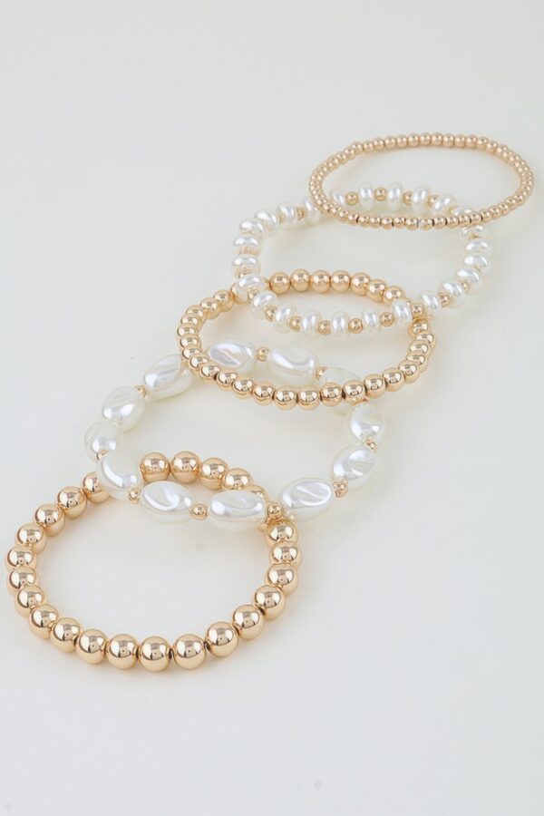 Layered Beaded Bracelet with Polished Stone Accents