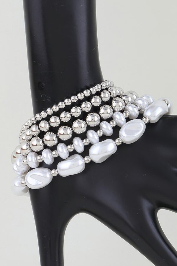 Layered Beaded Bracelet with Polished Stone Accents