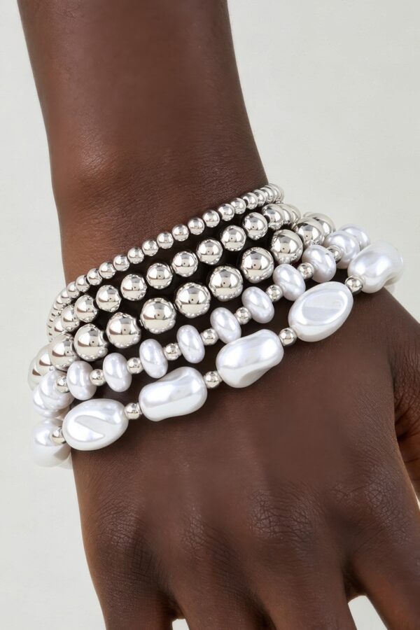 Layered Beaded Bracelet with Polished Stone Accents