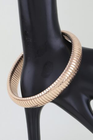 Polished Snake Chain Bangle – Ribbed Slip-On Bracelet